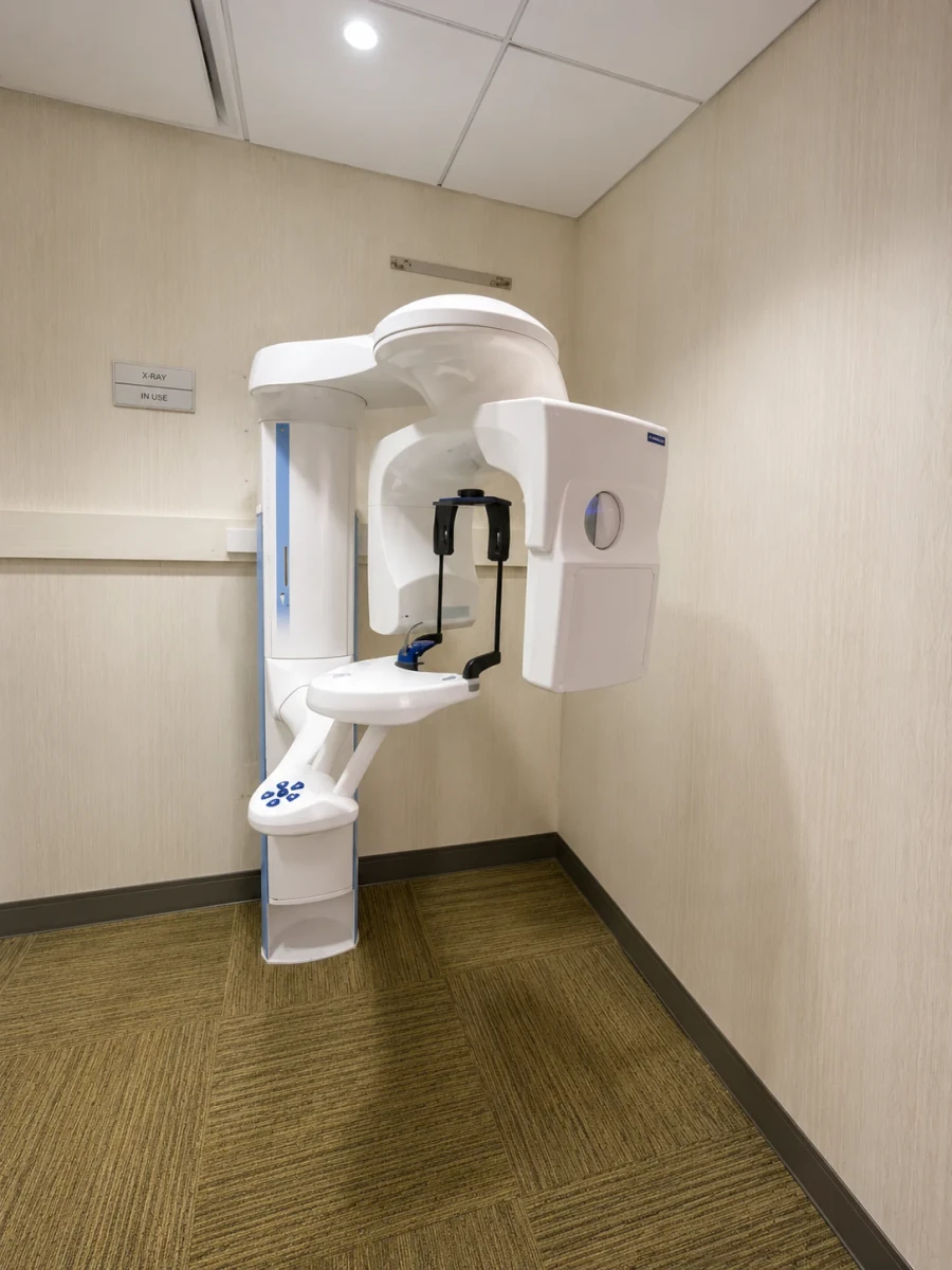 Dental imaging scanner in a dedicated room