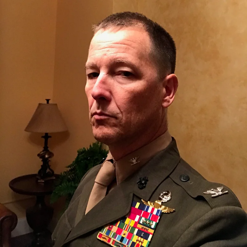 Dr. David Lowe wearing a military uniform costume for a theater role